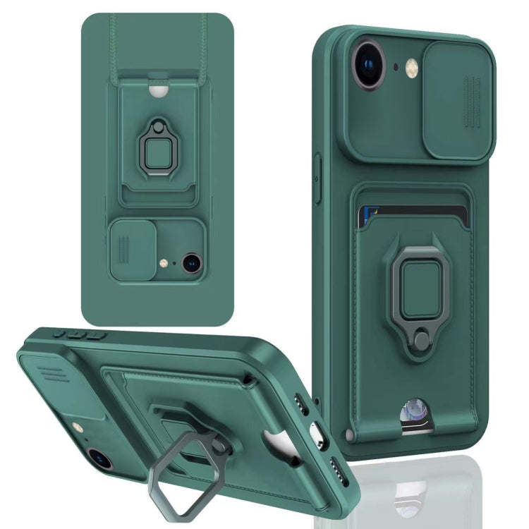 Sliding Camshield Magnetic Card Holder Silicone Phone Case, For iPhone X / XSS, For iPhone 7 / 8 / SE 2022, For iPhone 7 Plus / 8 Plus