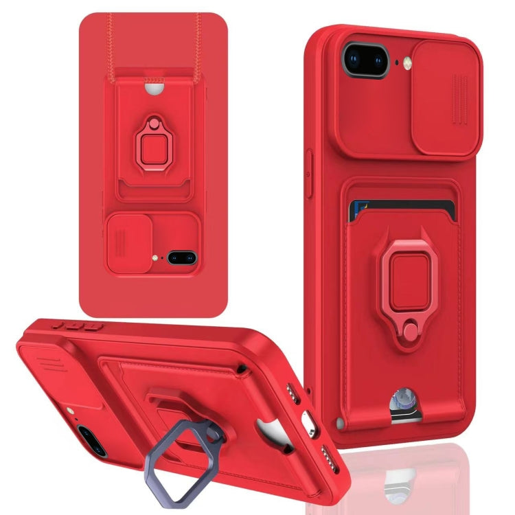 Sliding Camshield Magnetic Card Holder Silicone Phone Case, For iPhone X / XSS, For iPhone 7 / 8 / SE 2022, For iPhone 7 Plus / 8 Plus