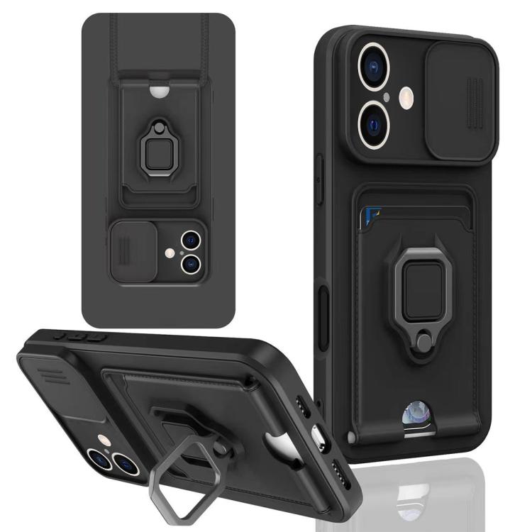 Sliding Camshield Magnetic Card Holder Silicone Phone Case, For iPhone 16, For iPhone 15 Pro Max, For iPhone 15 Pro, For iPhone 15 Plus