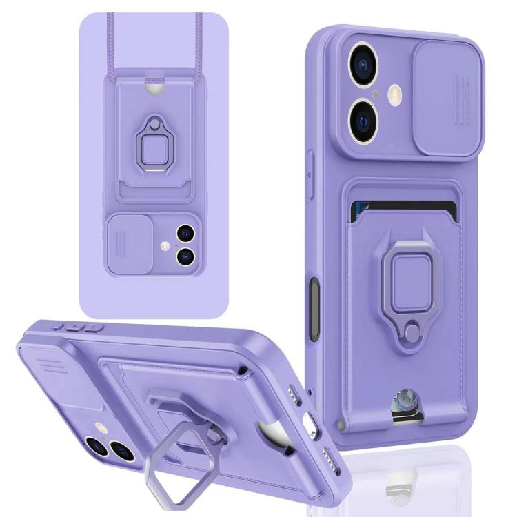 Sliding Camshield Magnetic Card Holder Silicone Phone Case, For iPhone 16, For iPhone 15 Pro Max, For iPhone 15 Pro, For iPhone 15 Plus