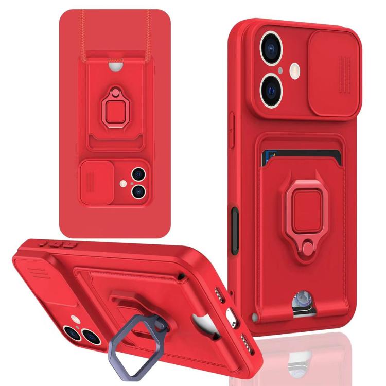 Sliding Camshield Magnetic Card Holder Silicone Phone Case, For iPhone 16, For iPhone 15 Pro Max, For iPhone 15 Pro, For iPhone 15 Plus