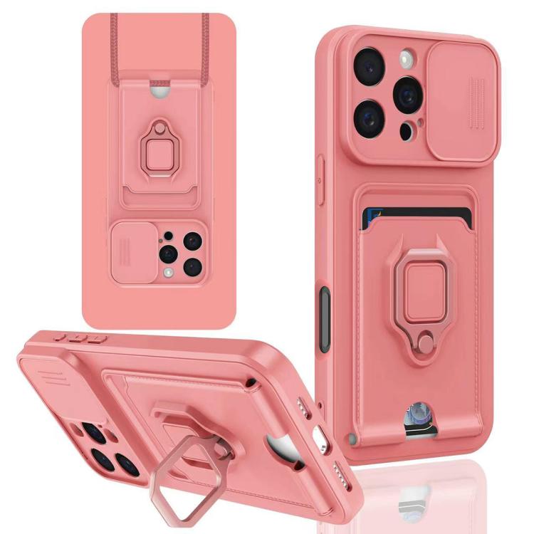 Sliding Camshield Magnetic Card Holder Silicone Phone Case, For iPhone 16e, For iPhone 16 Pro Max, For iPhone 16 Pro, For iPhone 16 Plus