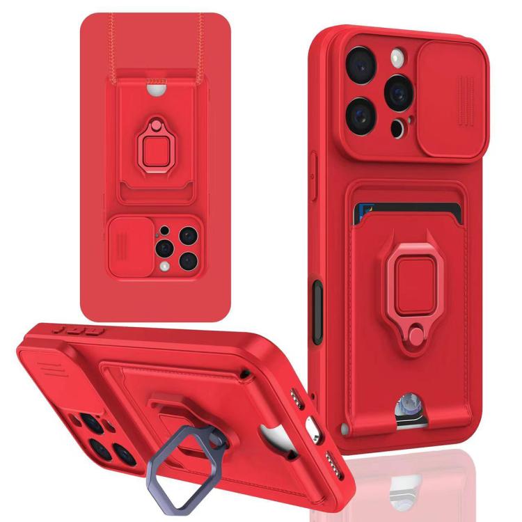 Sliding Camshield Magnetic Card Holder Silicone Phone Case, For iPhone 16e, For iPhone 16 Pro Max, For iPhone 16 Pro, For iPhone 16 Plus