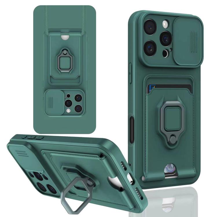 Sliding Camshield Magnetic Card Holder Silicone Phone Case, For iPhone 16e, For iPhone 16 Pro Max, For iPhone 16 Pro, For iPhone 16 Plus