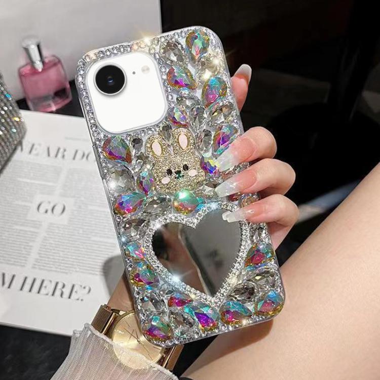 Diamond Mirror Rabbit Handmade PC Phone Case, For iPhone 16e, For iPhone 16 Pro Max, For iPhone 16 Pro, For iPhone 16 Plus, For iPhone 16, For iPhone 15 Pro Max, For iPhone 15 Pro, For iPhone 15 Plus