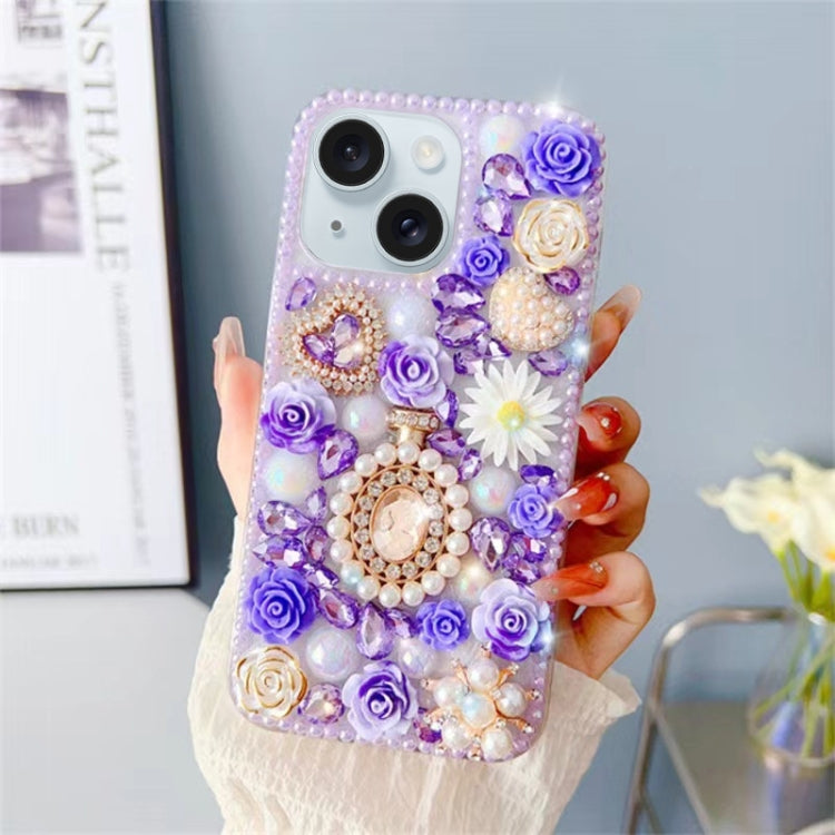 Diamond Inlaid Rose PC Phone Case, For iPhone 15 Pro, For iPhone 15 Plus, For iPhone 15, For iPhone 14 Plus, For iPhone 14, For iPhone 14 Pro