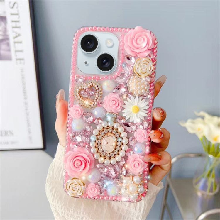 Diamond Inlaid Rose PC Phone Case, For iPhone 15 Pro, For iPhone 15 Plus, For iPhone 15, For iPhone 14 Plus, For iPhone 14, For iPhone 14 Pro