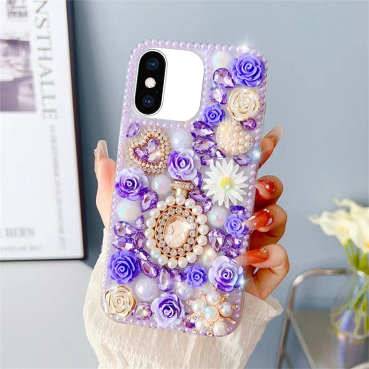 Diamond Inlaid Rose PC Phone Case, For iPhone XR, For iPhone XS Max, For iPhone 7 / 8, For iPhone X / XS, For iPhone 7 Plus / 8 Plus