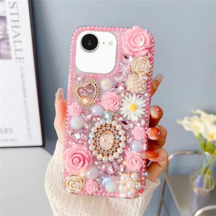 Diamond Inlaid Rose PC Phone Case, For iPhone 16e, For iPhone 16 Pro Max, For iPhone 16 Pro, For iPhone 16 Plus, For iPhone 16, For iPhone 15 Pro Max