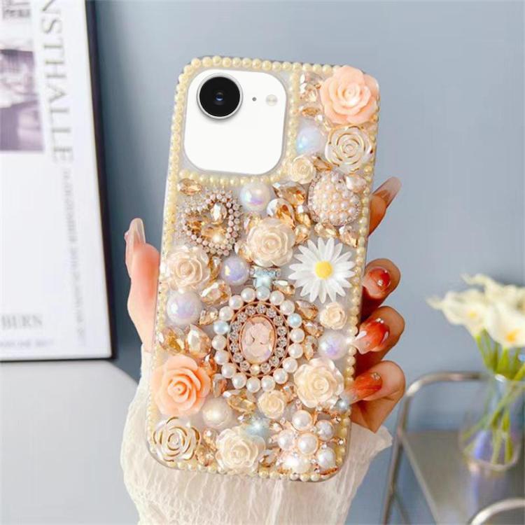 Diamond Inlaid Rose PC Phone Case, For iPhone 16e, For iPhone 16 Pro Max, For iPhone 16 Pro, For iPhone 16 Plus, For iPhone 16, For iPhone 15 Pro Max