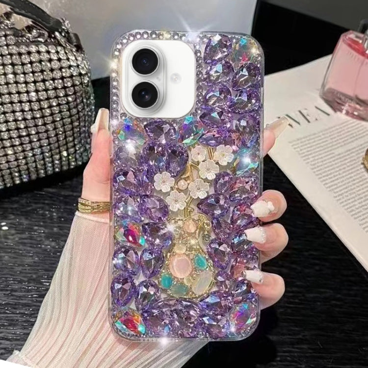 Plum Blossom Handmade Diamond Inlay PC Phone Case, For iPhone 16e, For iPhone 16 Pro Max, For iPhone 16 Pro, For iPhone 16 Plus, For iPhone 16, For iPhone 15 Pro Max, For iPhone 15 Pro, For iPhone 15 Plus