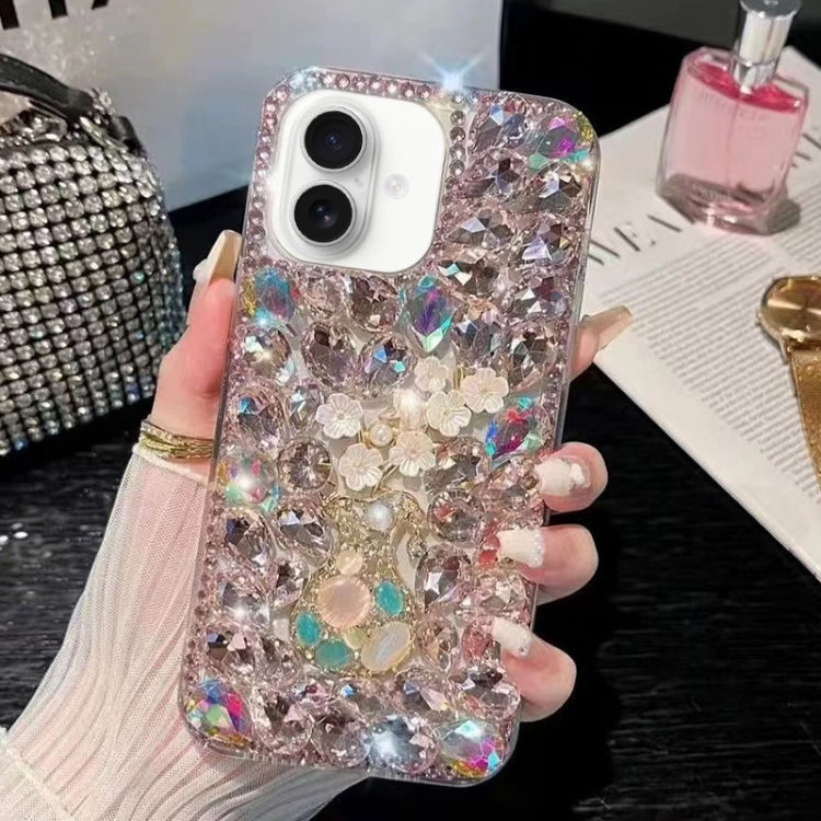 Plum Blossom Handmade Diamond Inlay PC Phone Case, For iPhone 16e, For iPhone 16 Pro Max, For iPhone 16 Pro, For iPhone 16 Plus, For iPhone 16, For iPhone 15 Pro Max, For iPhone 15 Pro, For iPhone 15 Plus