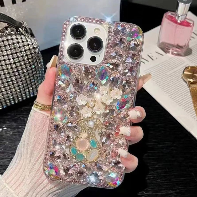Plum Blossom Handmade Diamond Inlay PC Phone Case, For iPhone 16e, For iPhone 16 Pro Max, For iPhone 16 Pro, For iPhone 16 Plus, For iPhone 16, For iPhone 15 Pro Max, For iPhone 15 Pro, For iPhone 15 Plus