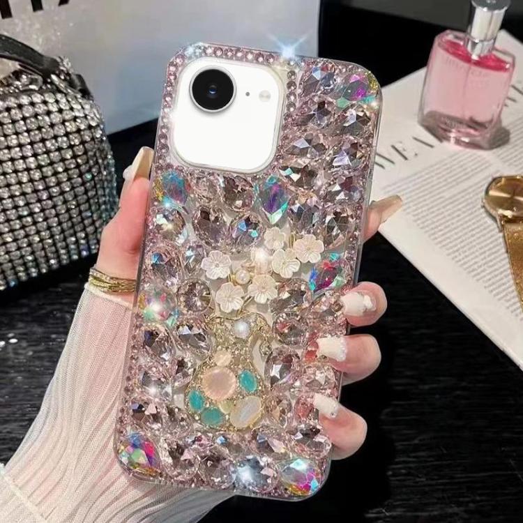 Plum Blossom Handmade Diamond Inlay PC Phone Case, For iPhone 16e, For iPhone 16 Pro Max, For iPhone 16 Pro, For iPhone 16 Plus, For iPhone 16, For iPhone 15 Pro Max, For iPhone 15 Pro, For iPhone 15 Plus