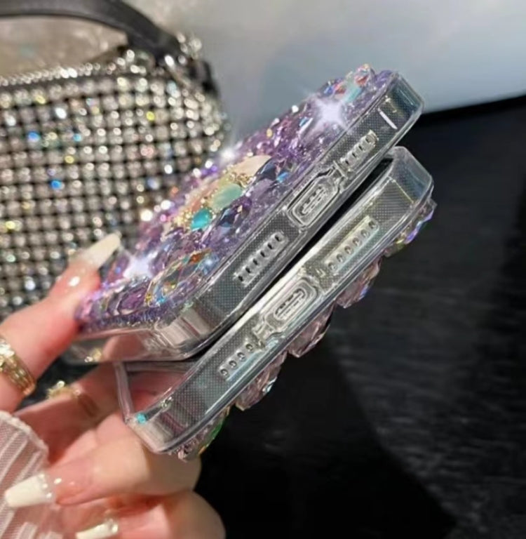 Plum Blossom Handmade Diamond Inlay PC Phone Case, For iPhone 16e, For iPhone 16 Pro Max, For iPhone 16 Pro, For iPhone 16 Plus, For iPhone 16, For iPhone 15 Pro Max, For iPhone 15 Pro, For iPhone 15 Plus