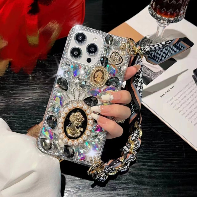 Handmade Diamond Purple Gemstone Scarf Bracelet PC Phone Case, For iPhone 16e, For iPhone 16 Pro Max, For iPhone 16 Pro, For iPhone 16 Plus, For iPhone 16, For iPhone 15 Pro Max, For iPhone 15 Pro, For iPhone 15 Plus
