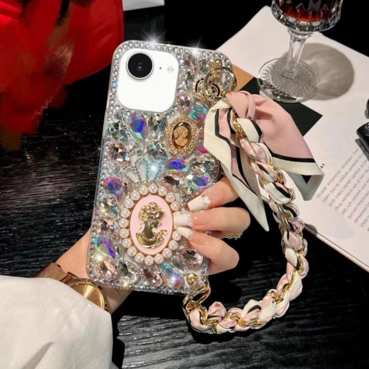 Handmade Diamond Purple Gemstone Scarf Bracelet PC Phone Case, For iPhone 16e, For iPhone 16 Pro Max, For iPhone 16 Pro, For iPhone 16 Plus, For iPhone 16, For iPhone 15 Pro Max, For iPhone 15 Pro, For iPhone 15 Plus