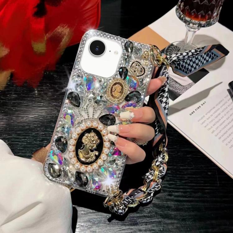 Handmade Diamond Purple Gemstone Scarf Bracelet PC Phone Case, For iPhone 16e, For iPhone 16 Pro Max, For iPhone 16 Pro, For iPhone 16 Plus, For iPhone 16, For iPhone 15 Pro Max, For iPhone 15 Pro, For iPhone 15 Plus