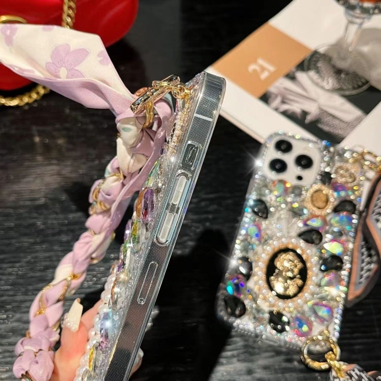 Handmade Diamond Purple Gemstone Scarf Bracelet PC Phone Case, For iPhone 15, For iPhone 14 Plus, For iPhone 14, For iPhone 14 Pro, For iPhone 14 Pro Max, For iPhone 13 Pro Max, For iPhone 13 Pro, For iPhone 13