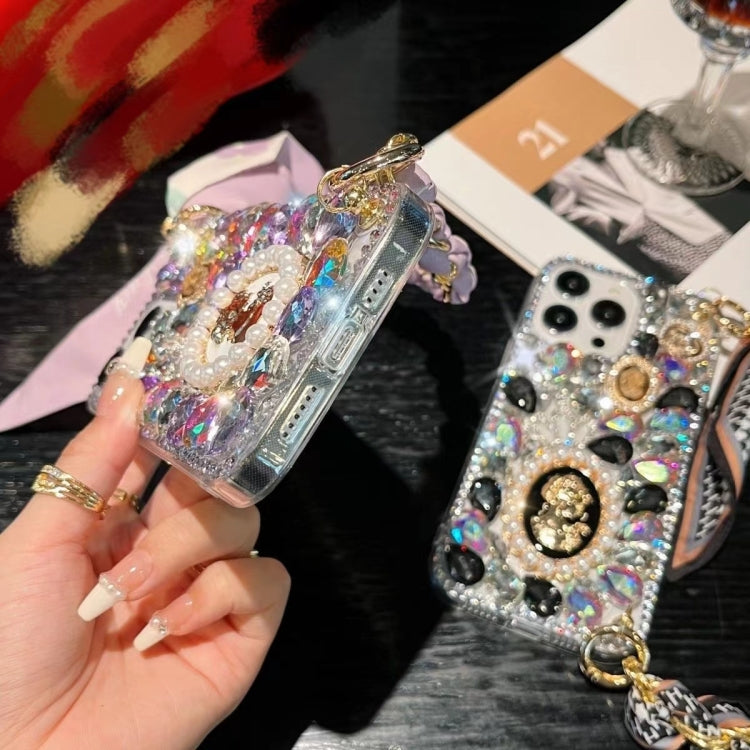 Handmade Diamond Purple Gemstone Scarf Bracelet PC Phone Case, For iPhone 16e, For iPhone 16 Pro Max, For iPhone 16 Pro, For iPhone 16 Plus, For iPhone 16, For iPhone 15 Pro Max, For iPhone 15 Pro, For iPhone 15 Plus