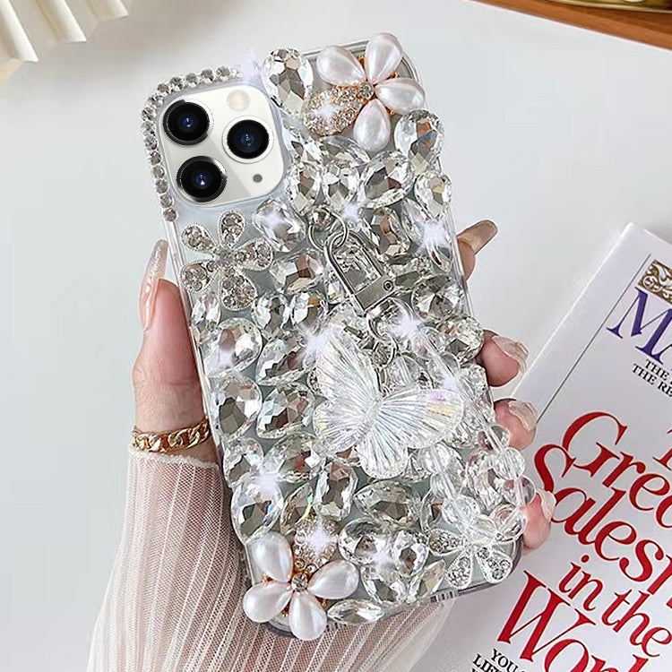 Handmade Butterfly Diamond Inlay PC Phone Case, For iPhone 13 mini, For iPhone 12, For iPhone 12 Pro Max, For iPhone 12 Pro, For iPhone 12 mini, For iPhone 11 Pro Max, For iPhone 11, For iPhone 11 Pro