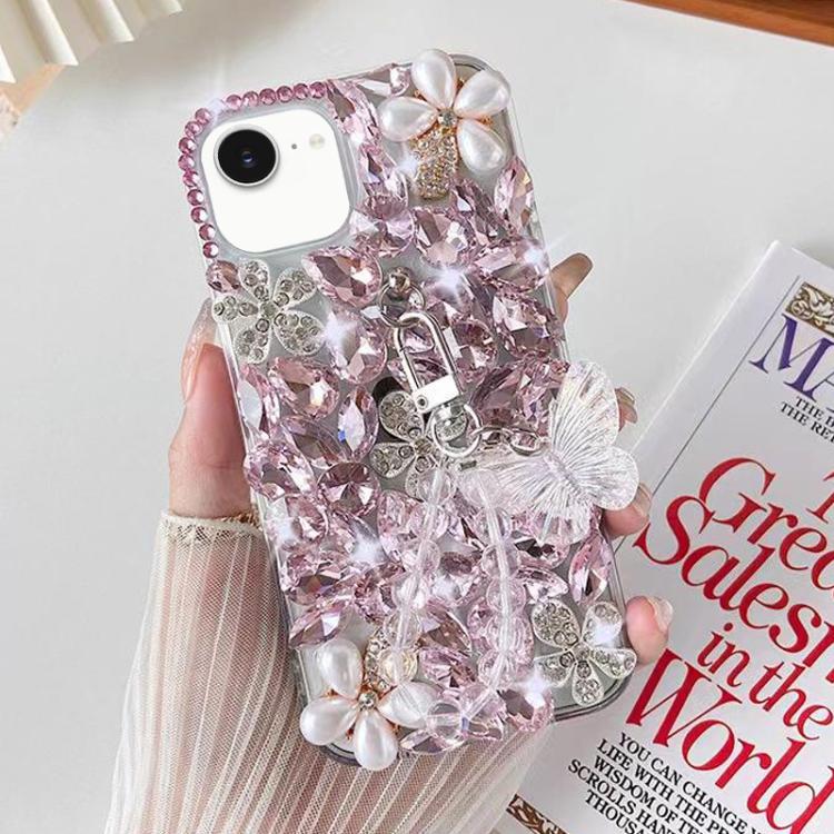 Handmade Butterfly Diamond Inlay PC Phone Case, For iPhone 16e, For iPhone 16 Pro Max, For iPhone 16 Pro, For iPhone 16 Plus, For iPhone 16, For iPhone 15 Pro Max, For iPhone 15 Pro, For iPhone 15 Plus