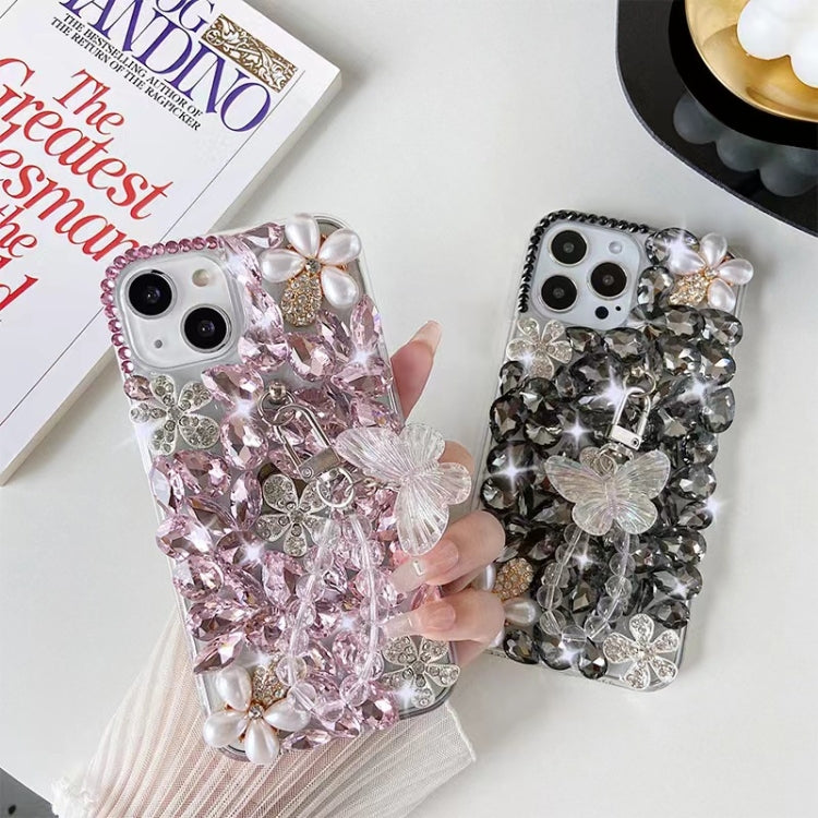 Handmade Butterfly Diamond Inlay PC Phone Case, For iPhone 16e, For iPhone 16 Pro Max, For iPhone 16 Pro, For iPhone 16 Plus, For iPhone 16, For iPhone 15 Pro Max, For iPhone 15 Pro, For iPhone 15 Plus