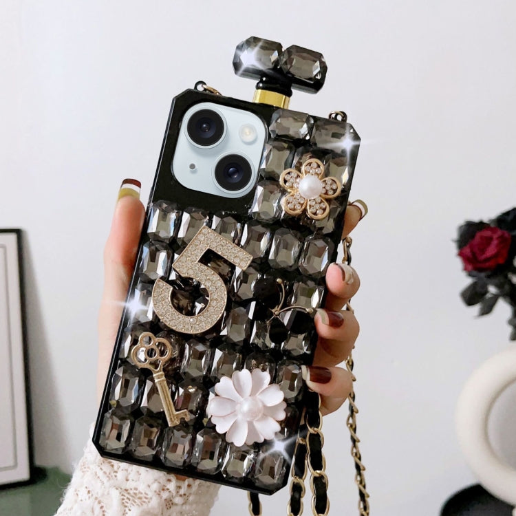 Crossbody Perfume Bottle Handmade Inlaid Diamond PC Phone Case, For iPhone 15 Plus, For iPhone 15, For iPhone 14 Plus, For iPhone 14, For iPhone 14 Pro, For iPhone 13 Pro Max