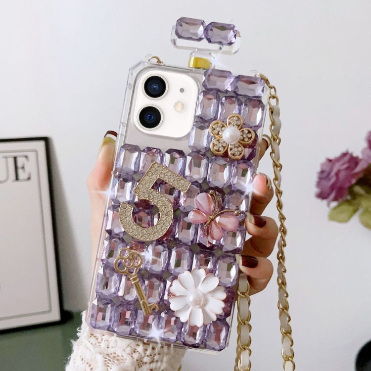 Crossbody Perfume Bottle Handmade Inlaid Diamond PC Phone Case, For iPhone 12 mini, For iPhone 11 Pro Max, For iPhone 11, For iPhone 11 Pro, For iPhone XR, For iPhone XS Max
