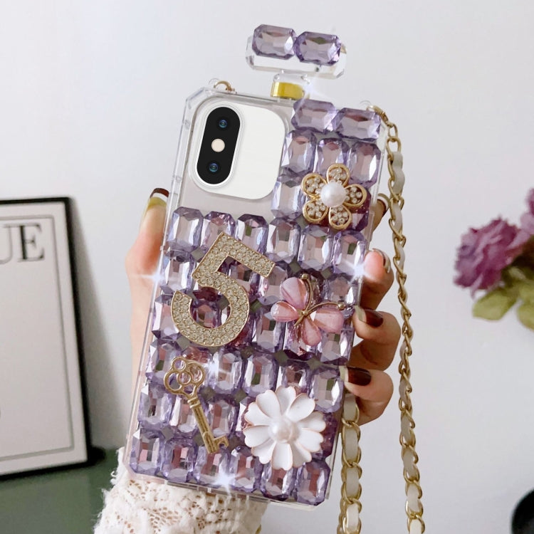 Crossbody Perfume Bottle Handmade Inlaid Diamond PC Phone Case, For iPhone 12 mini, For iPhone 11 Pro Max, For iPhone 11, For iPhone 11 Pro, For iPhone XR, For iPhone XS Max