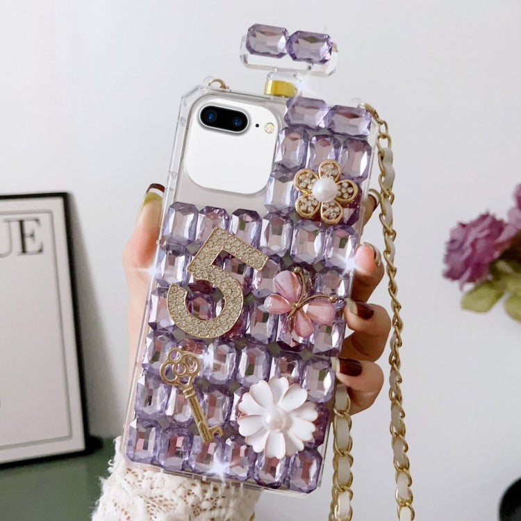 Crossbody Perfume Bottle Handmade Inlaid Diamond PC Phone Case, For iPhone SE 2022 / 7 / 8, For iPhone X / XS, For iPhone 7 Plus / 8 Plus