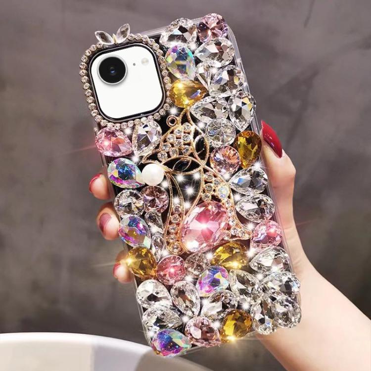 Handmade Bling Rhinestone Gemstone Fox PC Phone Case, For iPhone 16e, For iPhone 16 Pro Max, For iPhone 16 Pro, For iPhone 16 Plus, For iPhone 16, For iPhone 15 Pro Max