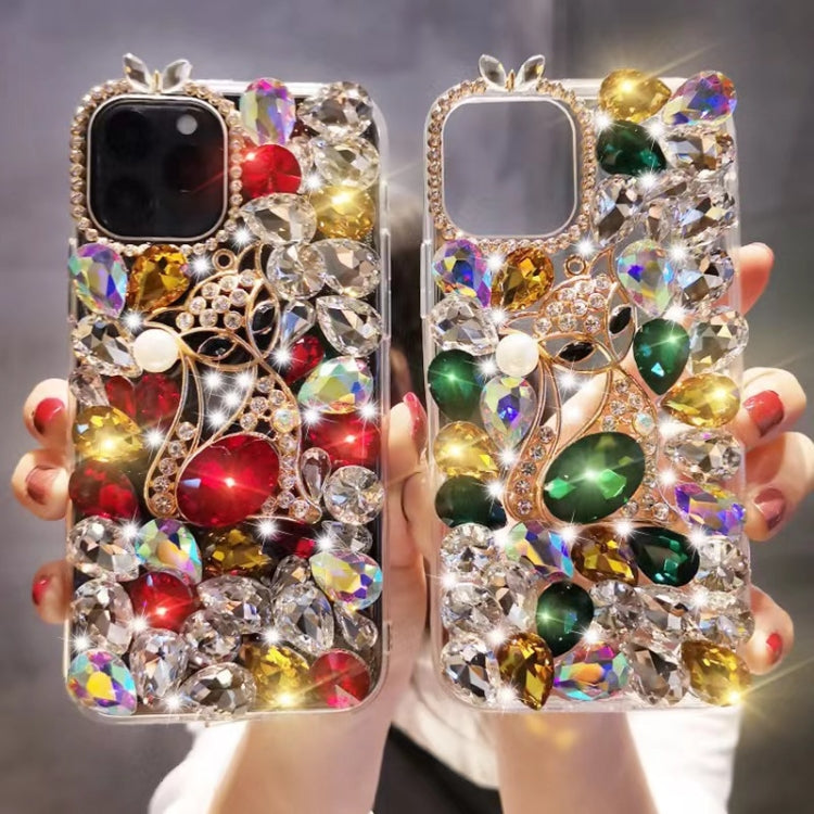Handmade Bling Rhinestone Gemstone Fox PC Phone Case, For iPhone 14 Pro Max, For iPhone 13 Pro Max, For iPhone 13 Pro, For iPhone 13, For iPhone 13 mini, For iPhone 12