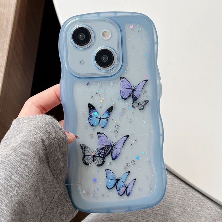 Wave Edge Butterfly TPU Hybrid PC Phone Case, For iPhone 15 Pro, For iPhone 15 Plus, For iPhone 15, For iPhone 14 Plus