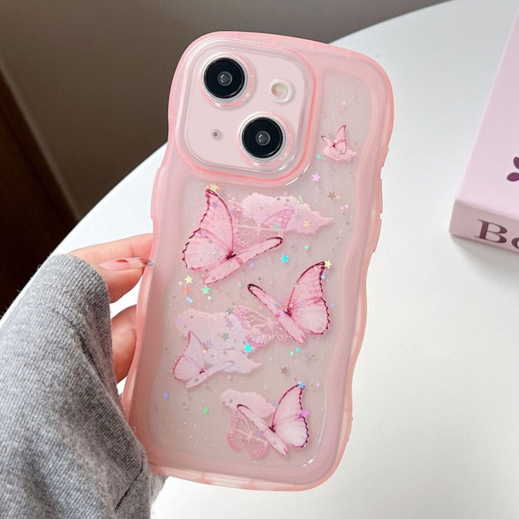 Wave Edge Butterfly TPU Hybrid PC Phone Case, For iPhone 15 Pro, For iPhone 15 Plus, For iPhone 15, For iPhone 14 Plus
