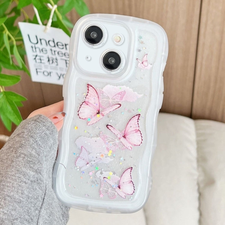 Wave Edge Butterfly TPU Hybrid PC Phone Case, For iPhone 15 Pro, For iPhone 15 Plus, For iPhone 15, For iPhone 14 Plus