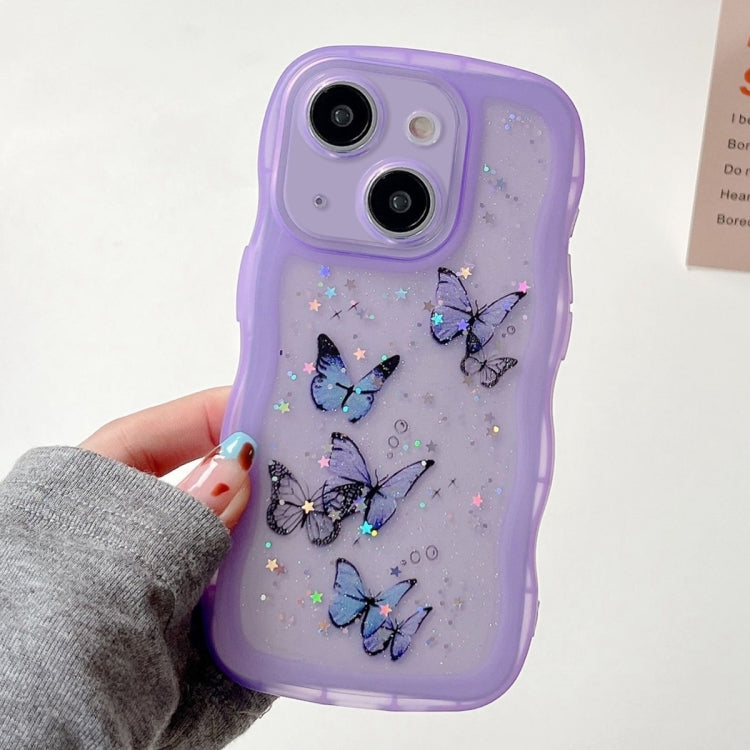 Wave Edge Butterfly TPU Hybrid PC Phone Case, For iPhone 15 Pro, For iPhone 15 Plus, For iPhone 15, For iPhone 14 Plus