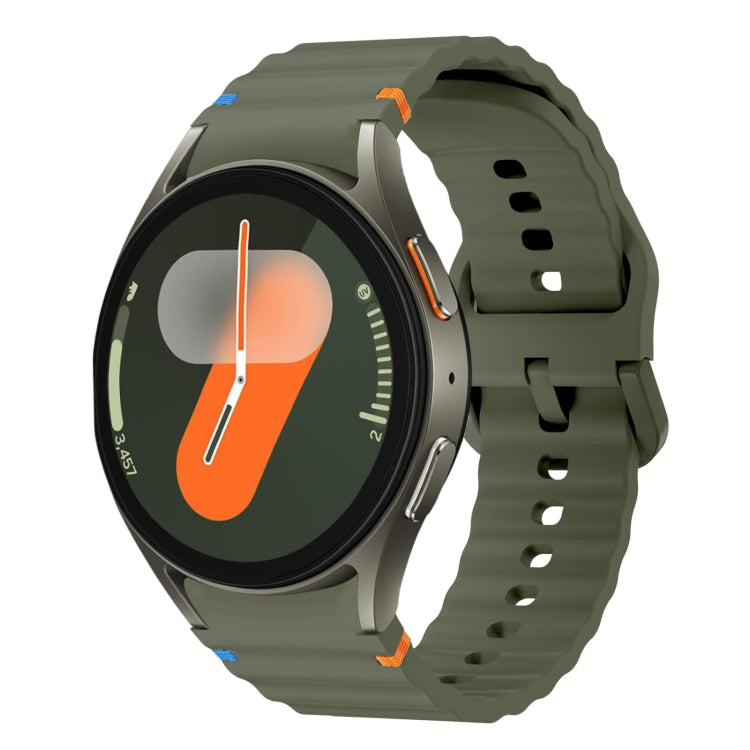Wave Pattern Stitched Silicone Watch Band, For Samsung Galaxy Watch 7 40 / 44mm, For Samsung Galaxy Watch 6 Classic