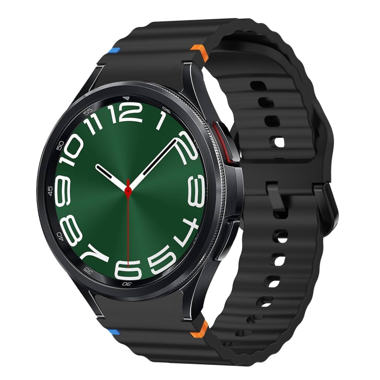 Wave Pattern Stitched Silicone Watch Band, For Samsung Galaxy Watch 7 40 / 44mm, For Samsung Galaxy Watch 6 Classic