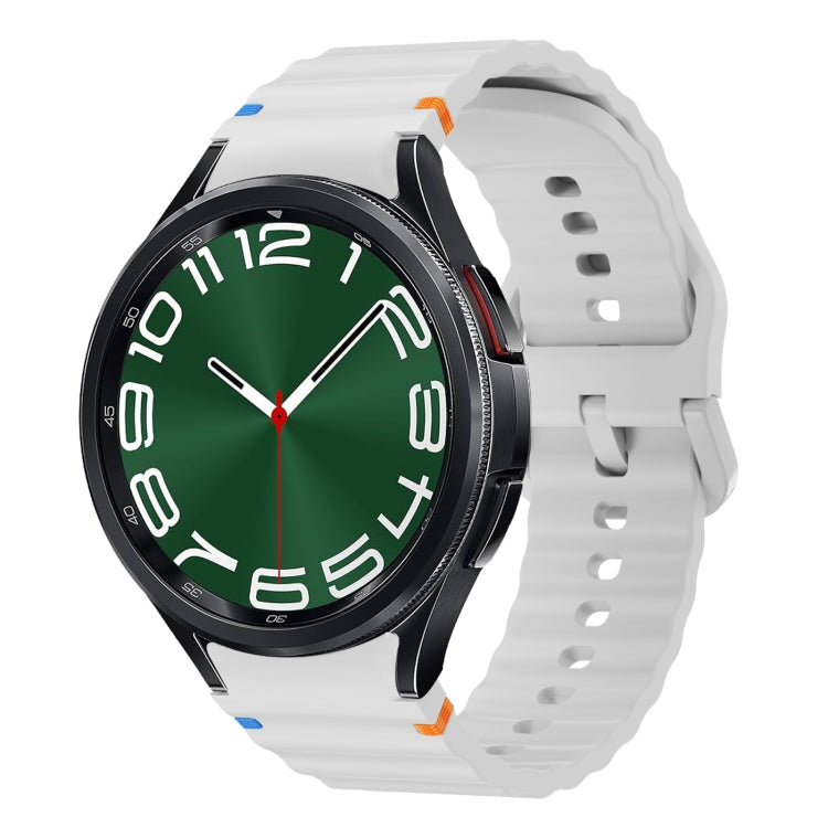 Wave Pattern Stitched Silicone Watch Band, For Samsung Galaxy Watch 7 40 / 44mm, For Samsung Galaxy Watch 6 Classic