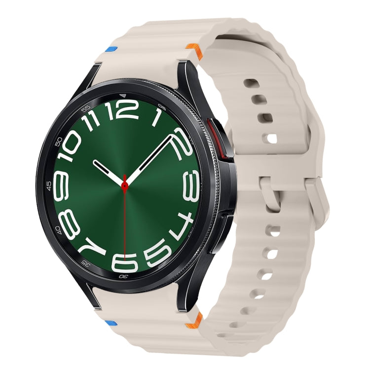 Wave Pattern Stitched Silicone Watch Band, For Samsung Galaxy Watch 7 40 / 44mm, For Samsung Galaxy Watch 6 Classic