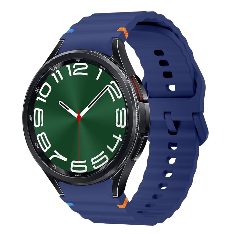 Wave Pattern Stitched Silicone Watch Band, For Samsung Galaxy Watch 7 40 / 44mm, For Samsung Galaxy Watch 6 Classic
