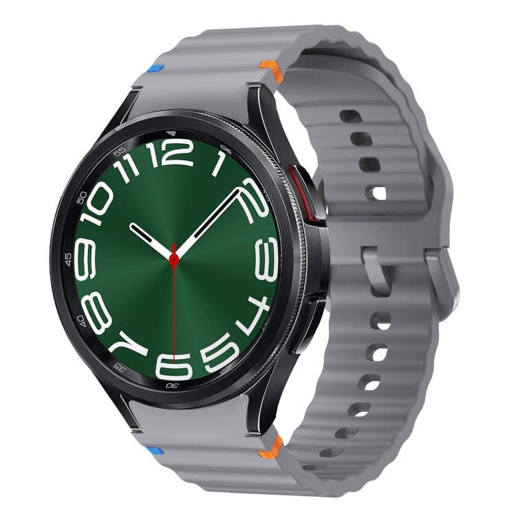 Wave Pattern Stitched Silicone Watch Band, For Samsung Galaxy Watch 7 40 / 44mm, For Samsung Galaxy Watch 6 Classic