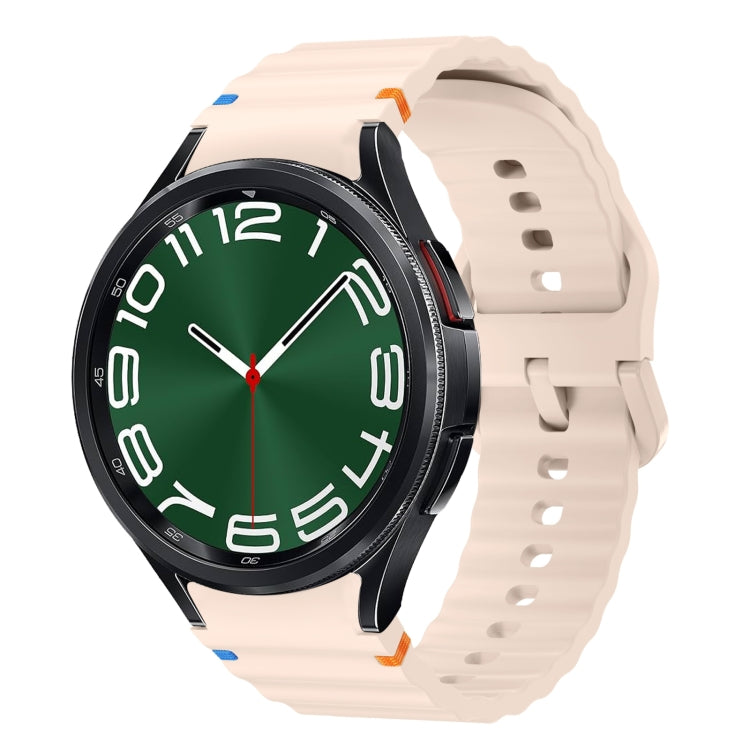 Wave Pattern Stitched Silicone Watch Band, For Samsung Galaxy Watch 7 40 / 44mm, For Samsung Galaxy Watch 6 Classic