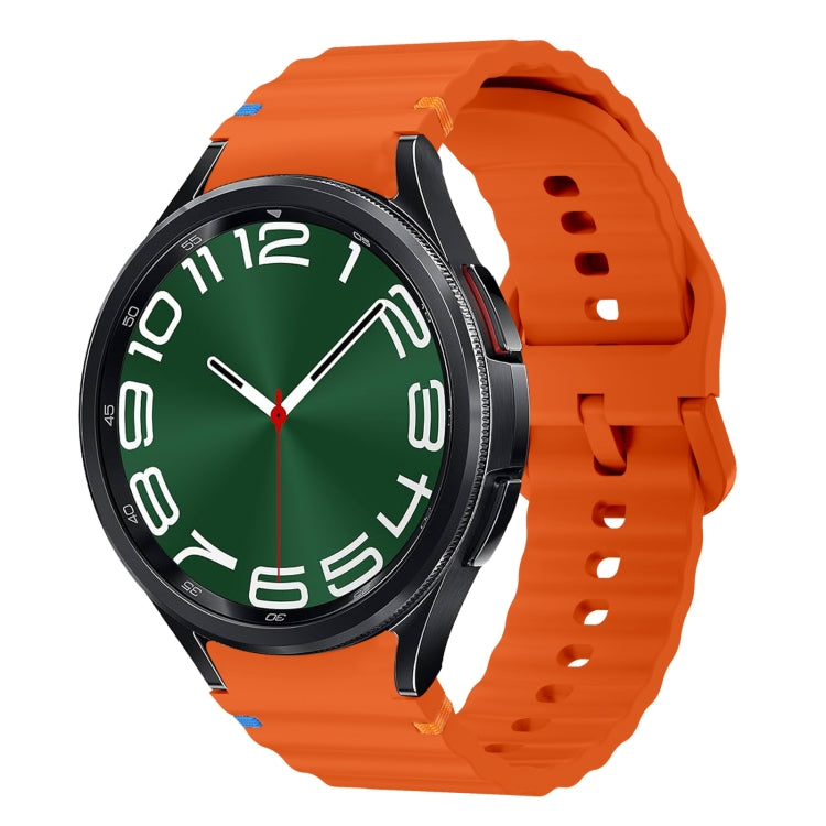 Wave Pattern Stitched Silicone Watch Band, For Samsung Galaxy Watch 7 40 / 44mm, For Samsung Galaxy Watch 6 Classic