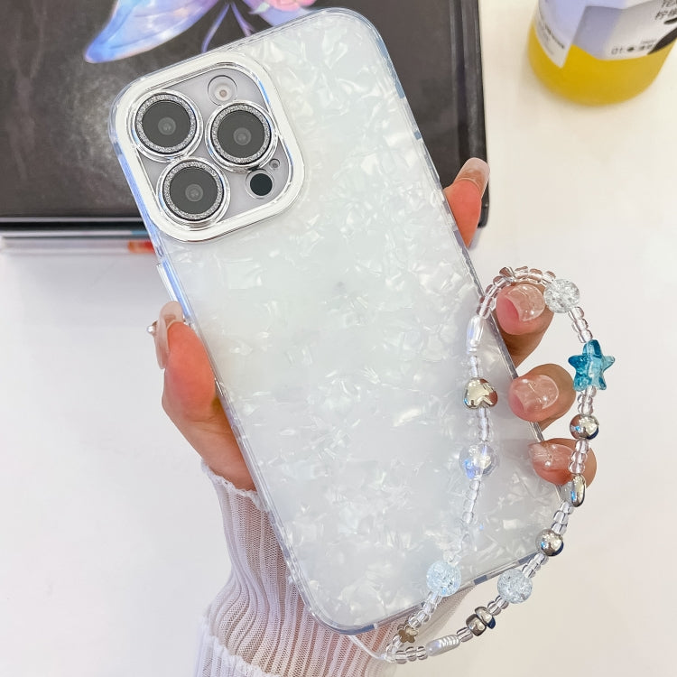 Plating Glitter Texture Chain Wristband TPU Phone Case with Lens Film, For iPhone 15 Pro Max