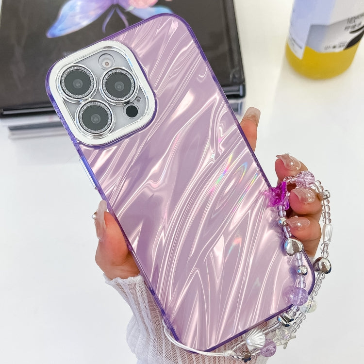 Plating Glitter Texture Chain Wristband TPU Phone Case with Lens Film, For iPhone 13 Pro