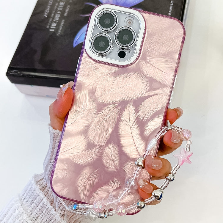 Plating Glitter Texture Chain Wristband TPU Phone Case with Lens Film, For iPhone 13 Pro