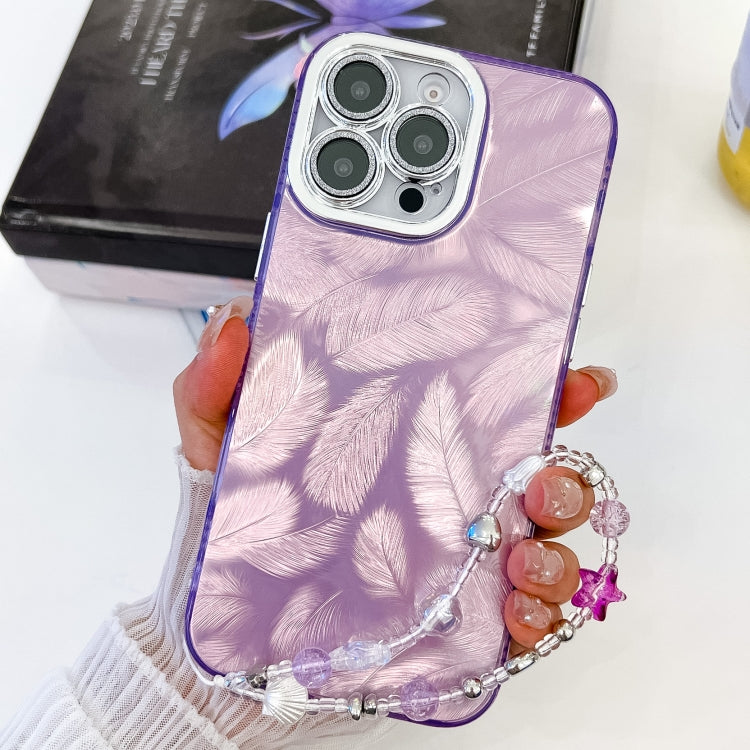 Plating Glitter Texture Chain Wristband TPU Phone Case with Lens Film, For iPhone 13 Pro