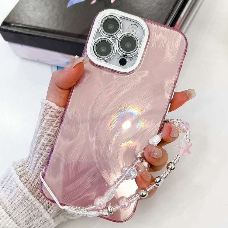 Plating Glitter Texture Chain Wristband TPU Phone Case with Lens Film, For iPhone 13 Pro